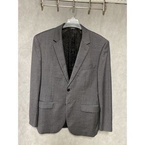 Indochino Blazer Men 40L Gray Micro Check‎ Wool Flannel Sport Coat Jacket Luxury